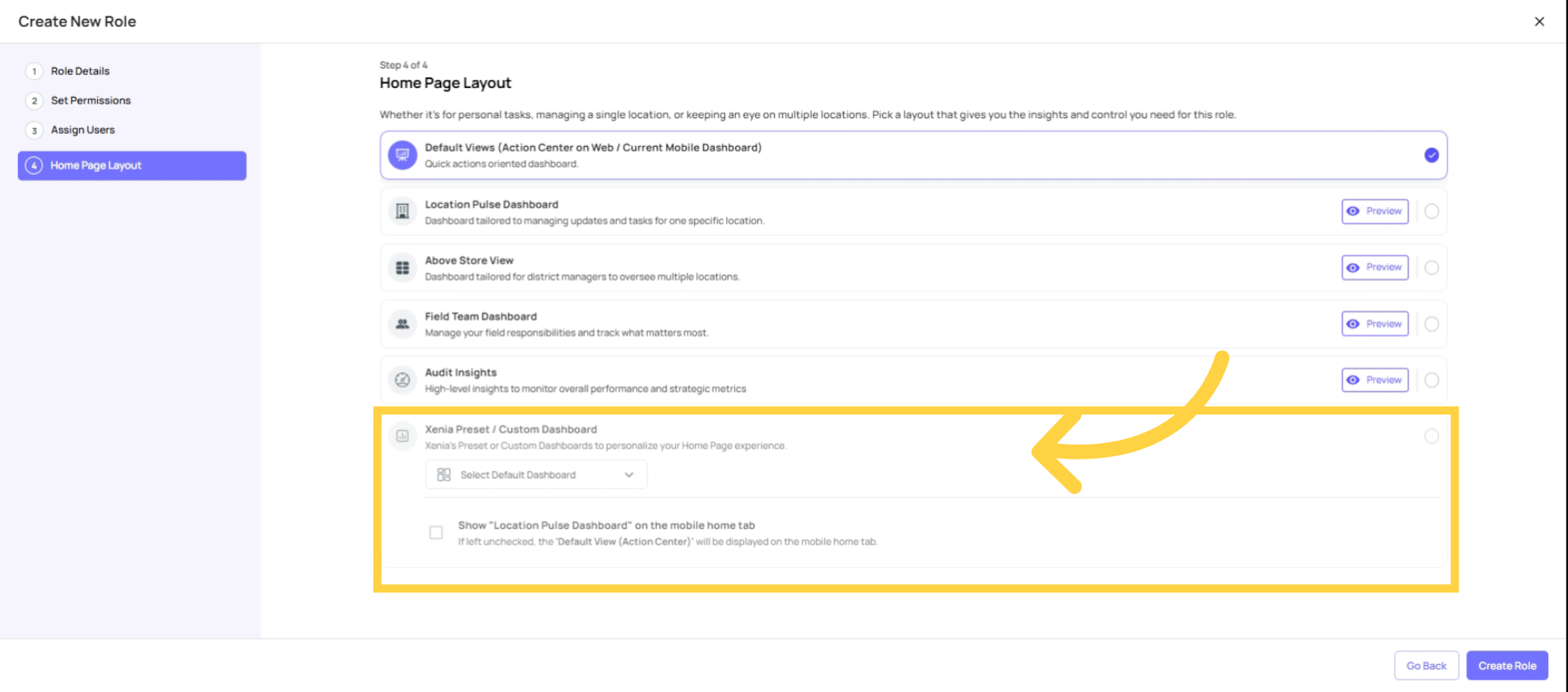 Assign Homepage Layout