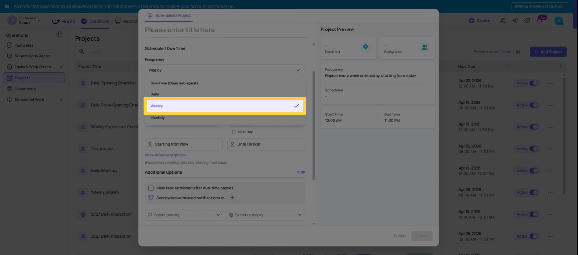 Use Weekly Cadence for Weekly Tasks