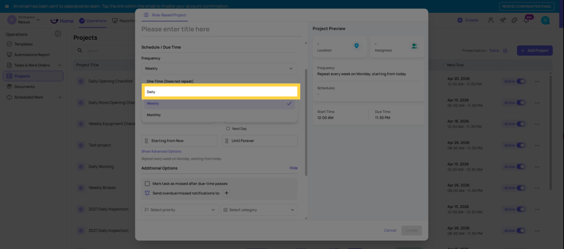 Configure Daily Cadence Settings