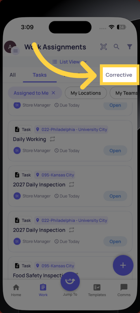 Select Corrective Task