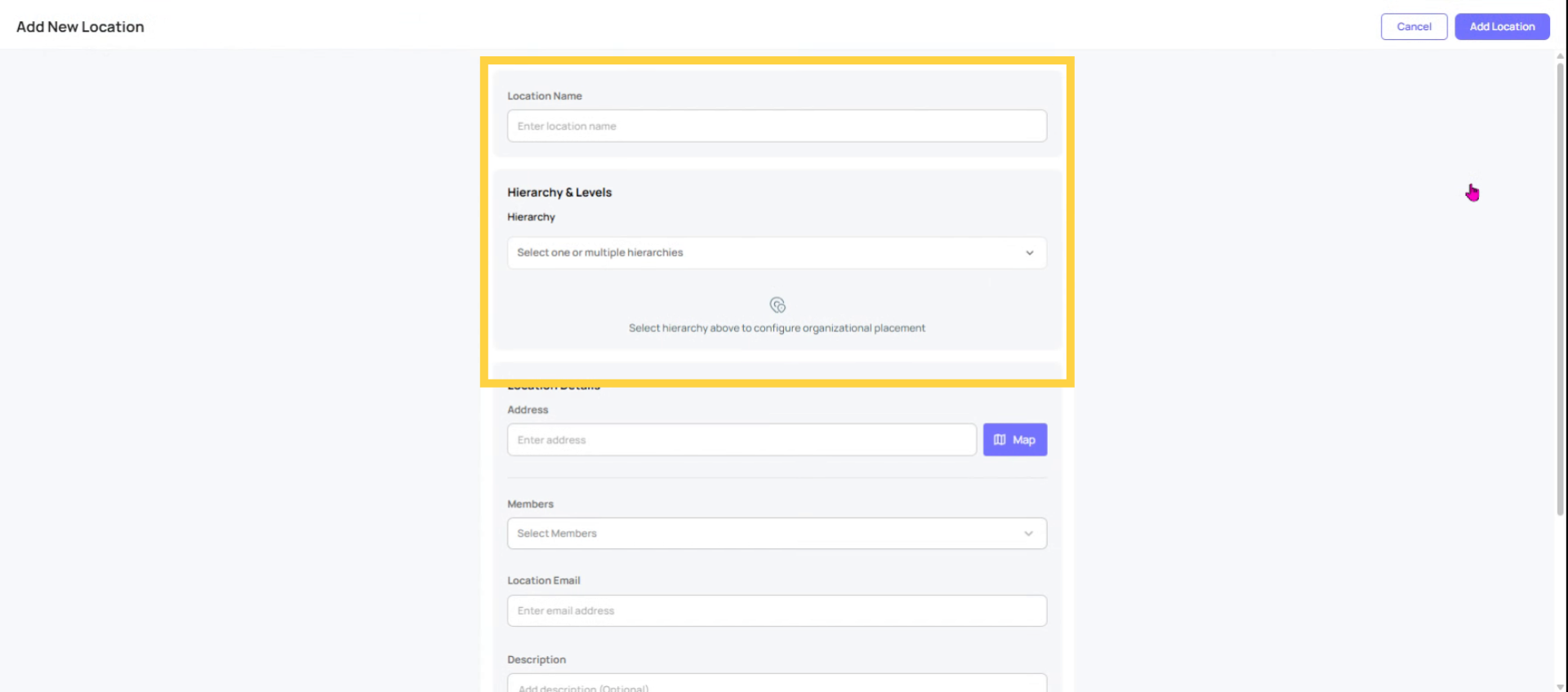 Select Location Level And Name
