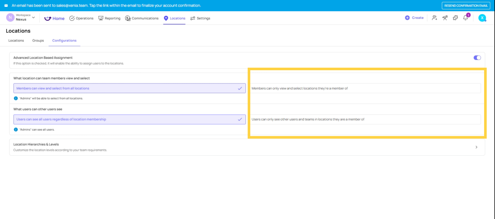Set Location View Permissions