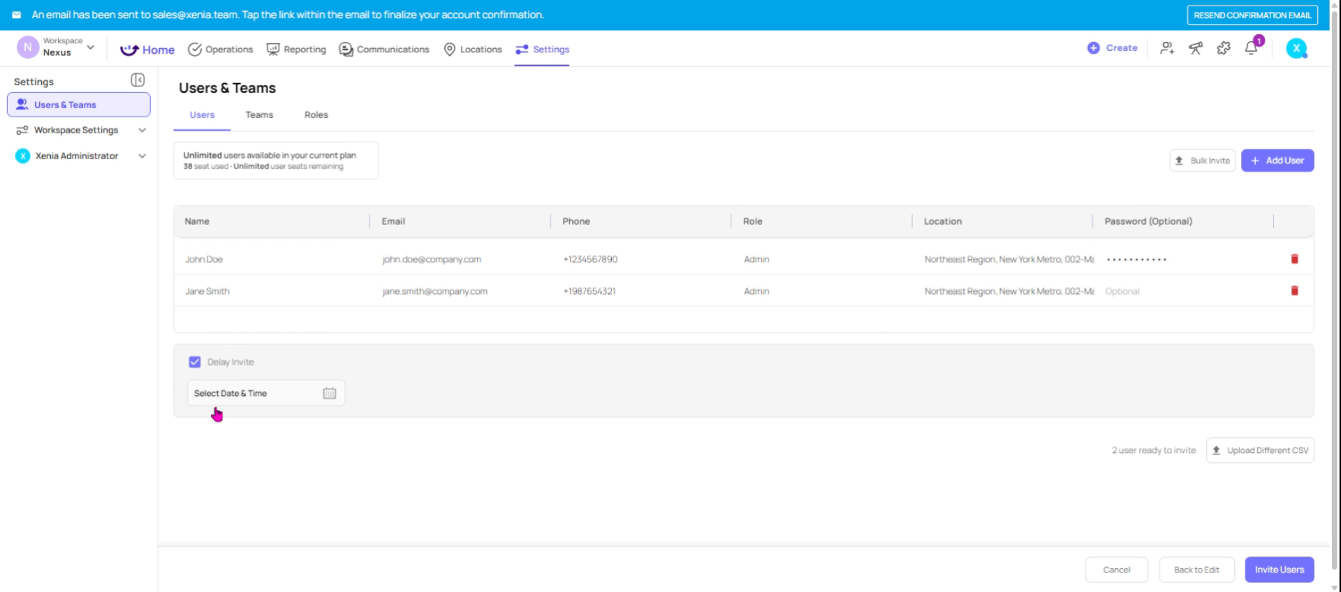 Schedule Invite Delivery