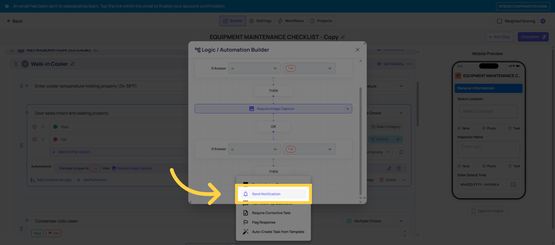 Send Notification Action