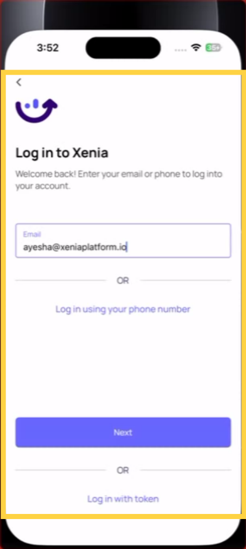 Welcome and Log In to Xenia