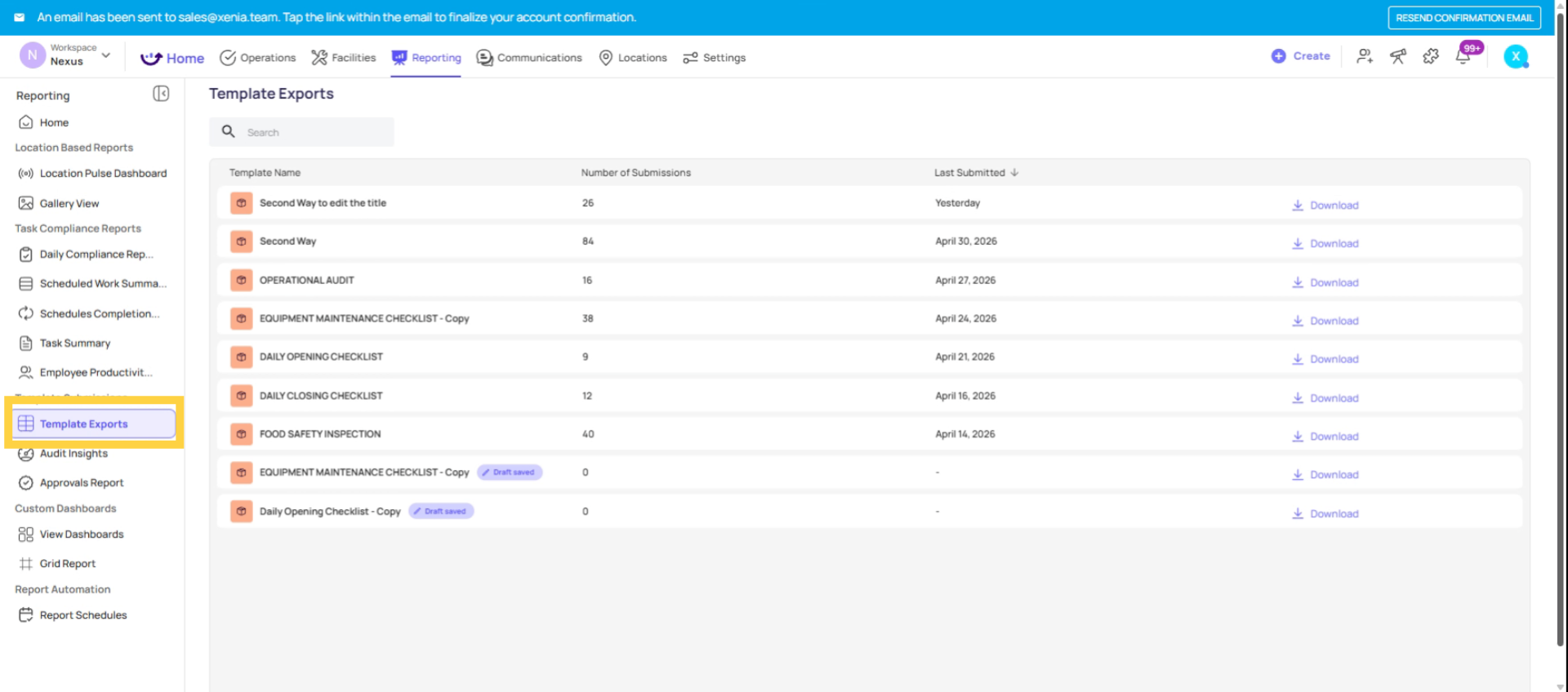 Find Submissions in Exports