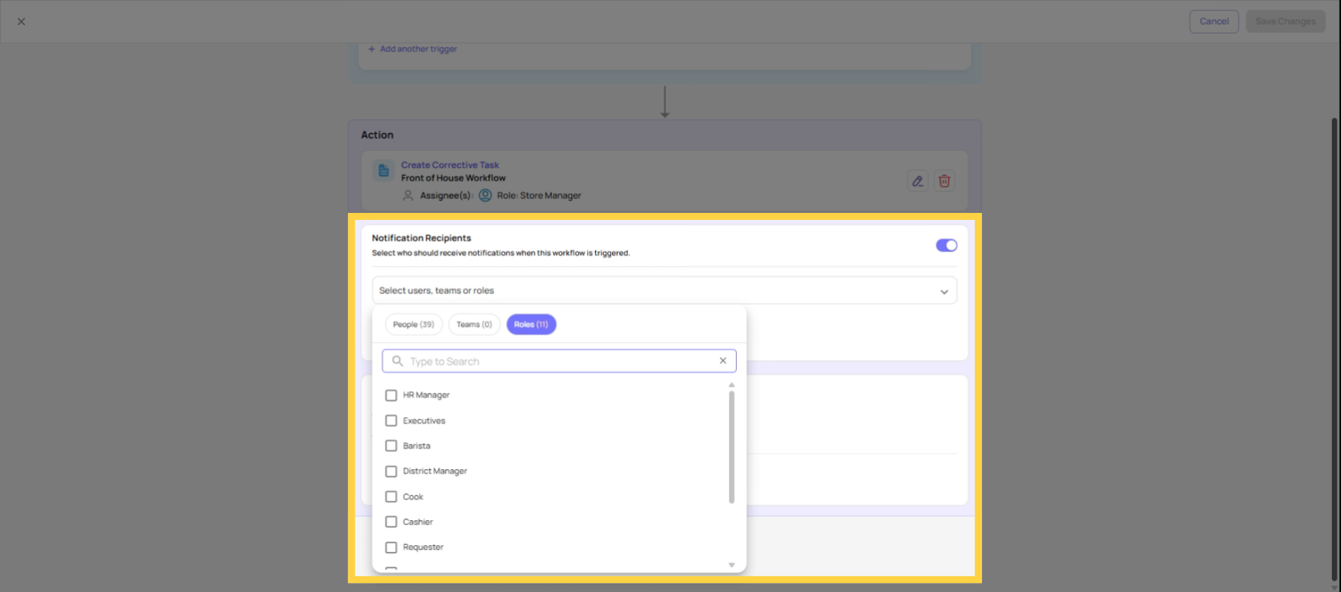 Notify Roles Via Location Membership