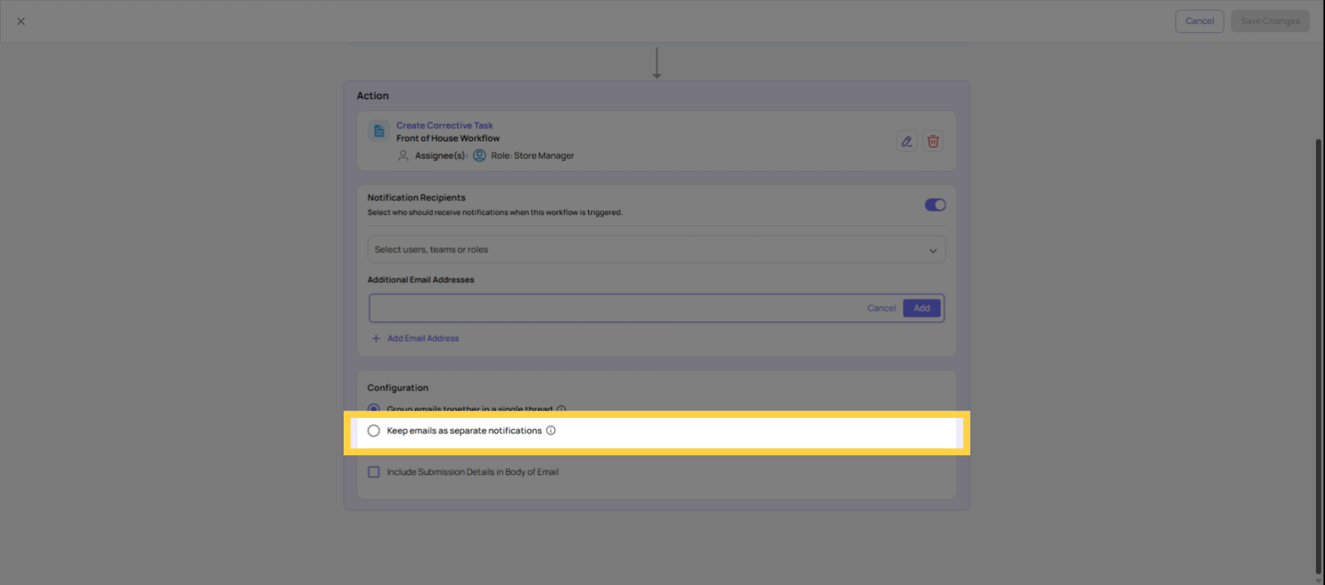 Use Separate Email Notifications