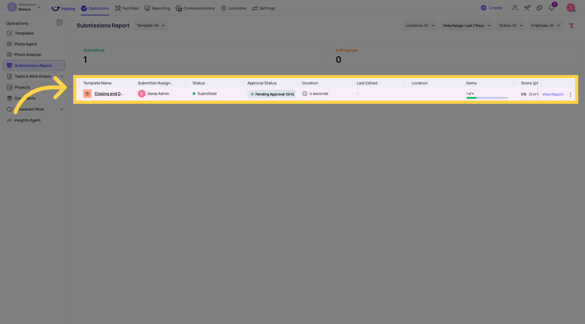 Select Closing and Opening Report