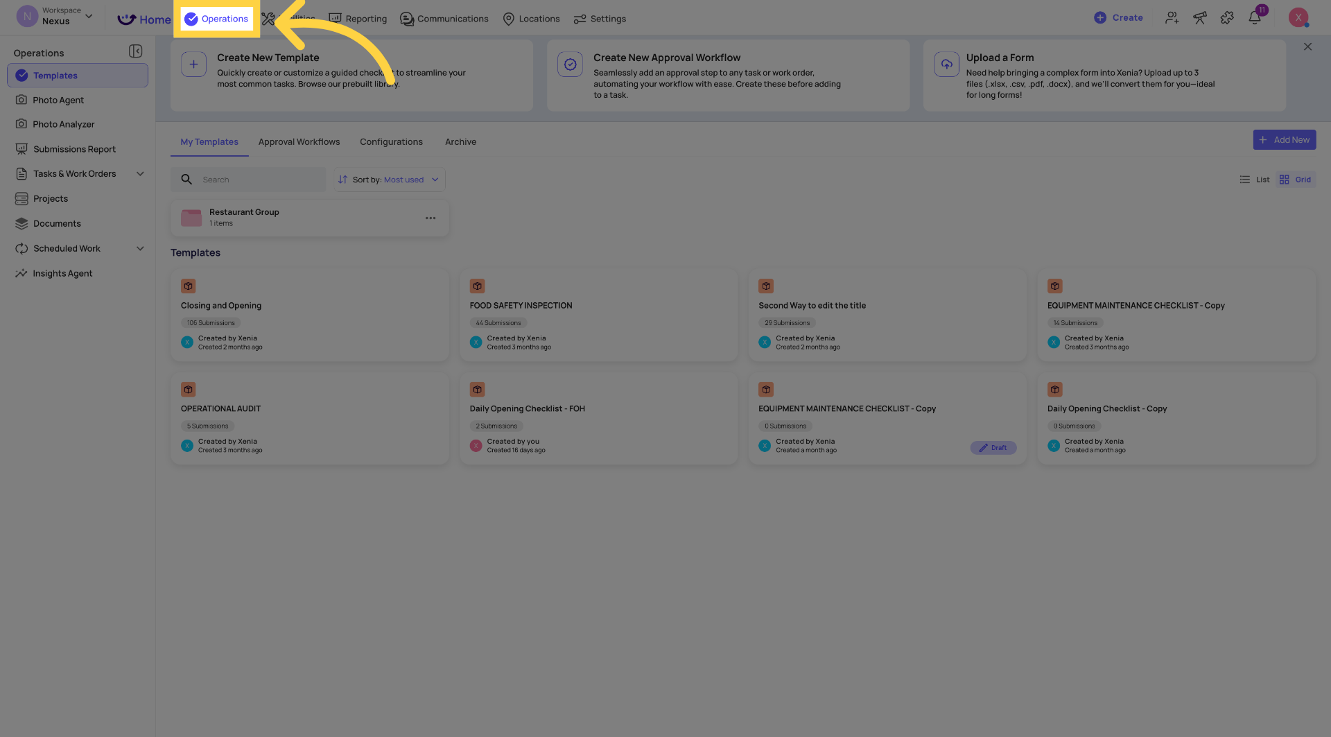 Navigate to Operations Section