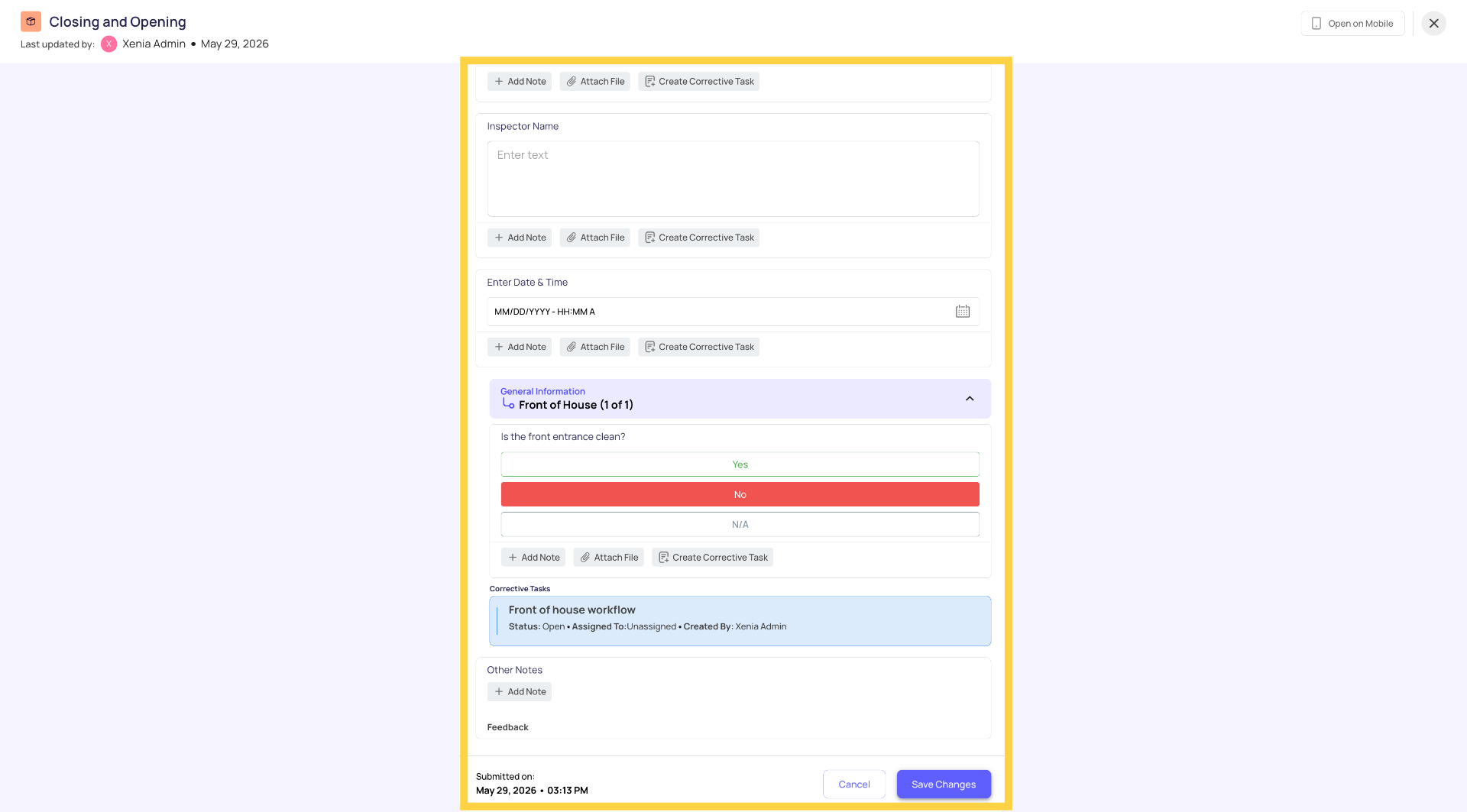 Save Submission Changes