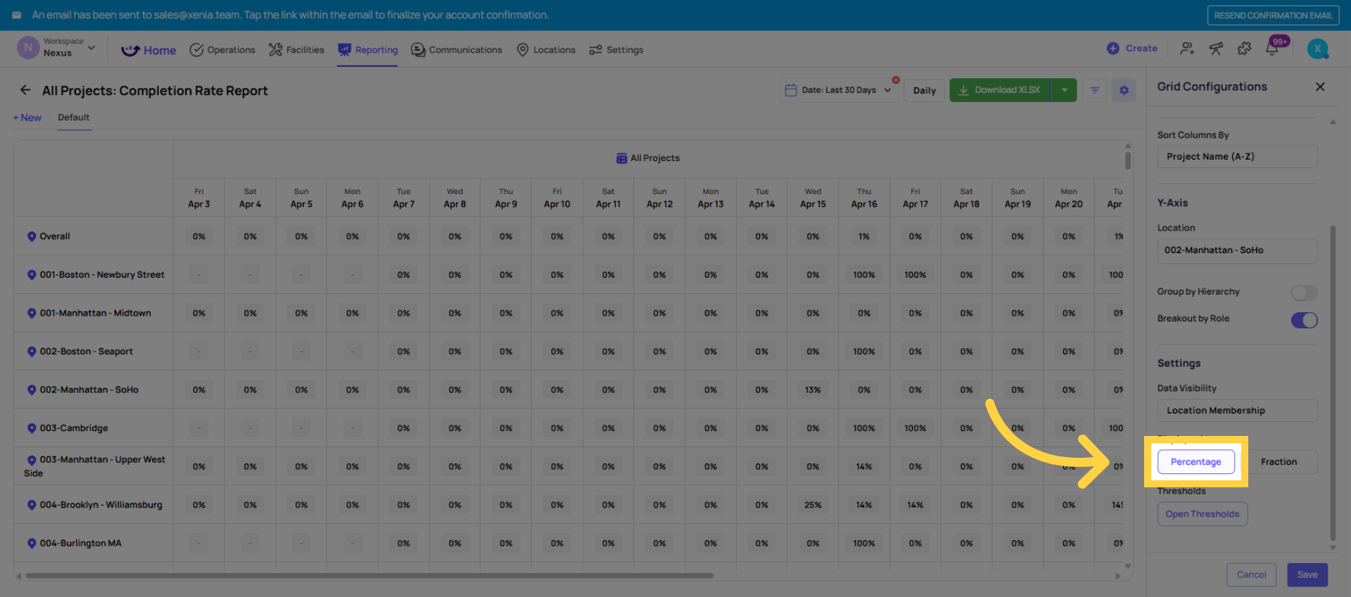 Select Percentage Display