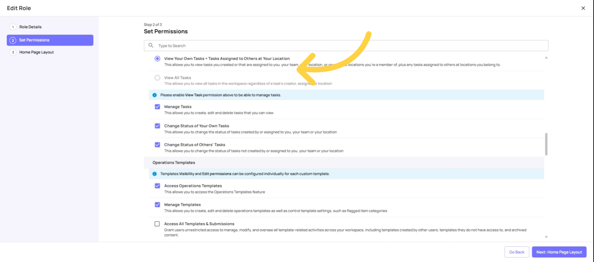 Set Task Visibility Options
