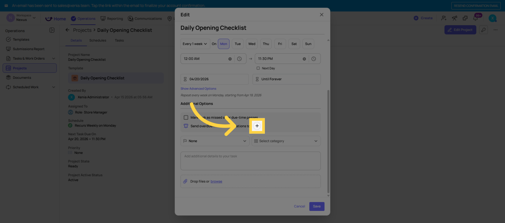 Click Notification Settings