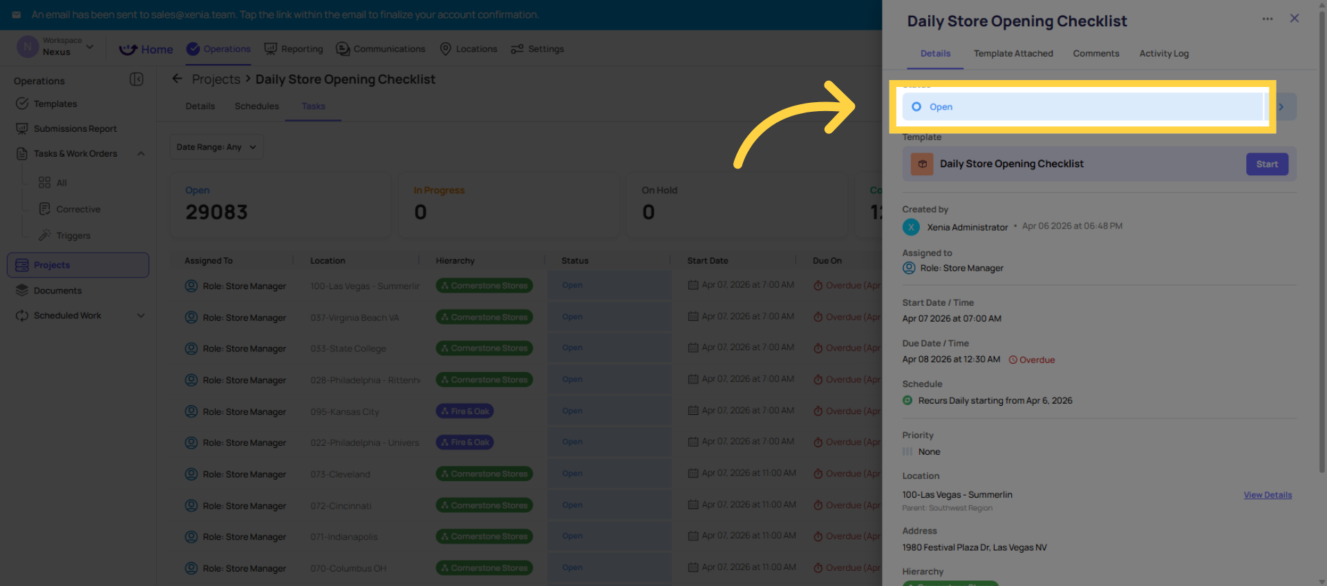 Select Open Status
