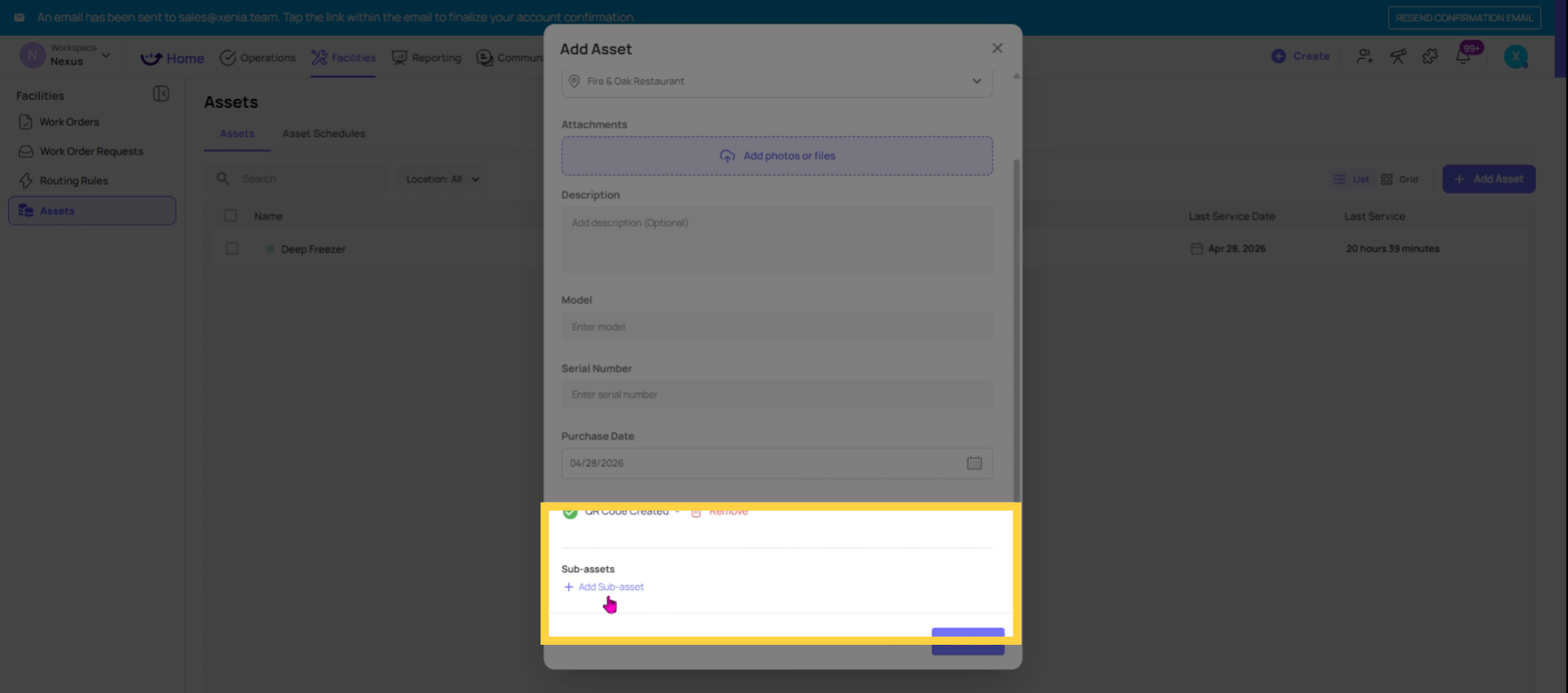 Add Sub Assets