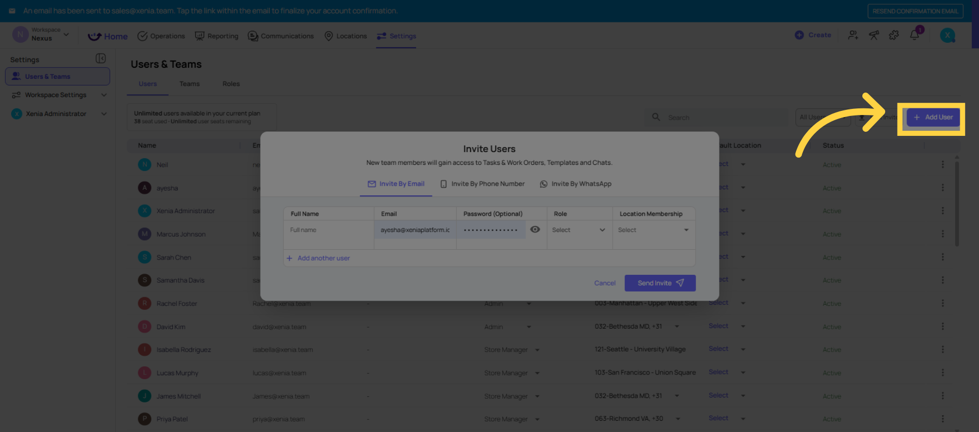 Click Add User 