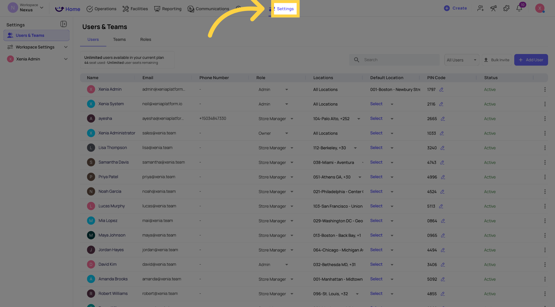 Access Settings Menu