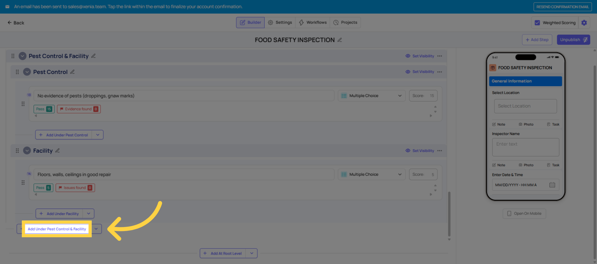 Add Section Under Pest Control