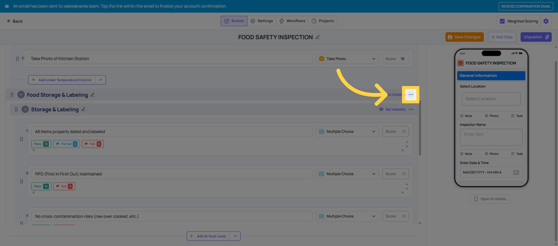 Select Section to Manage