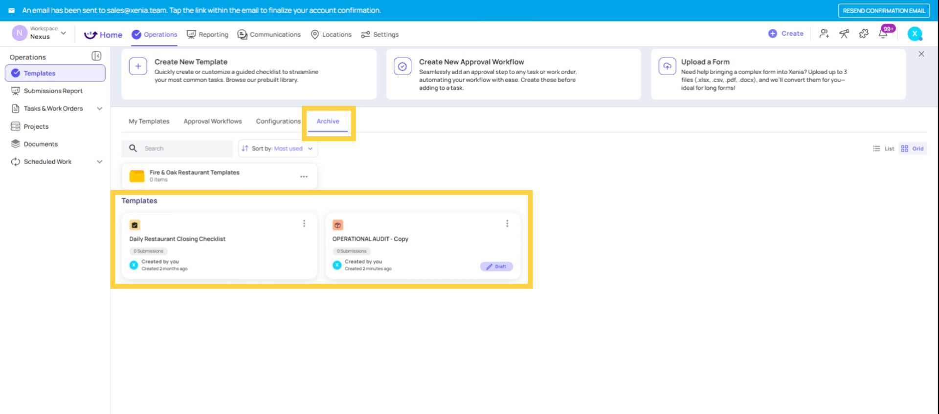 View Archived Templates