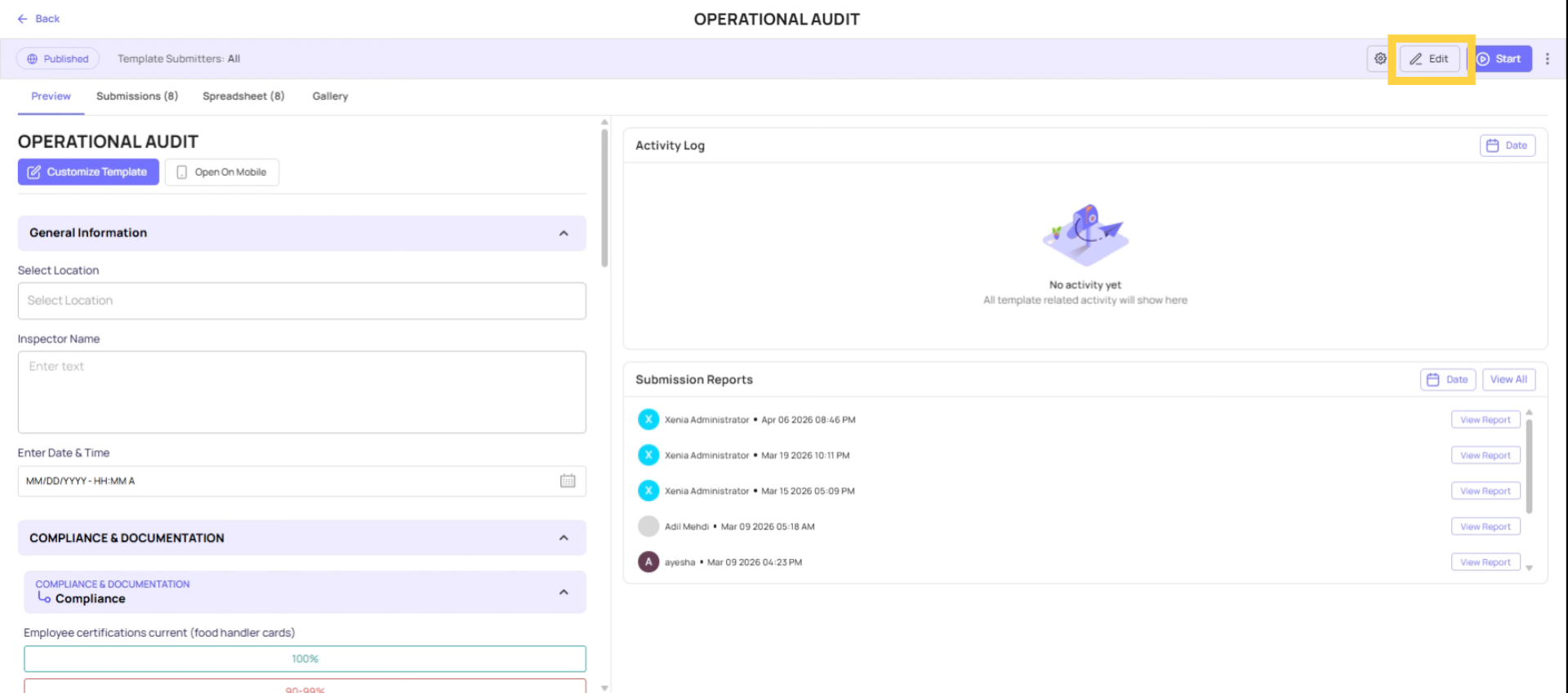 Edit Template in Builder