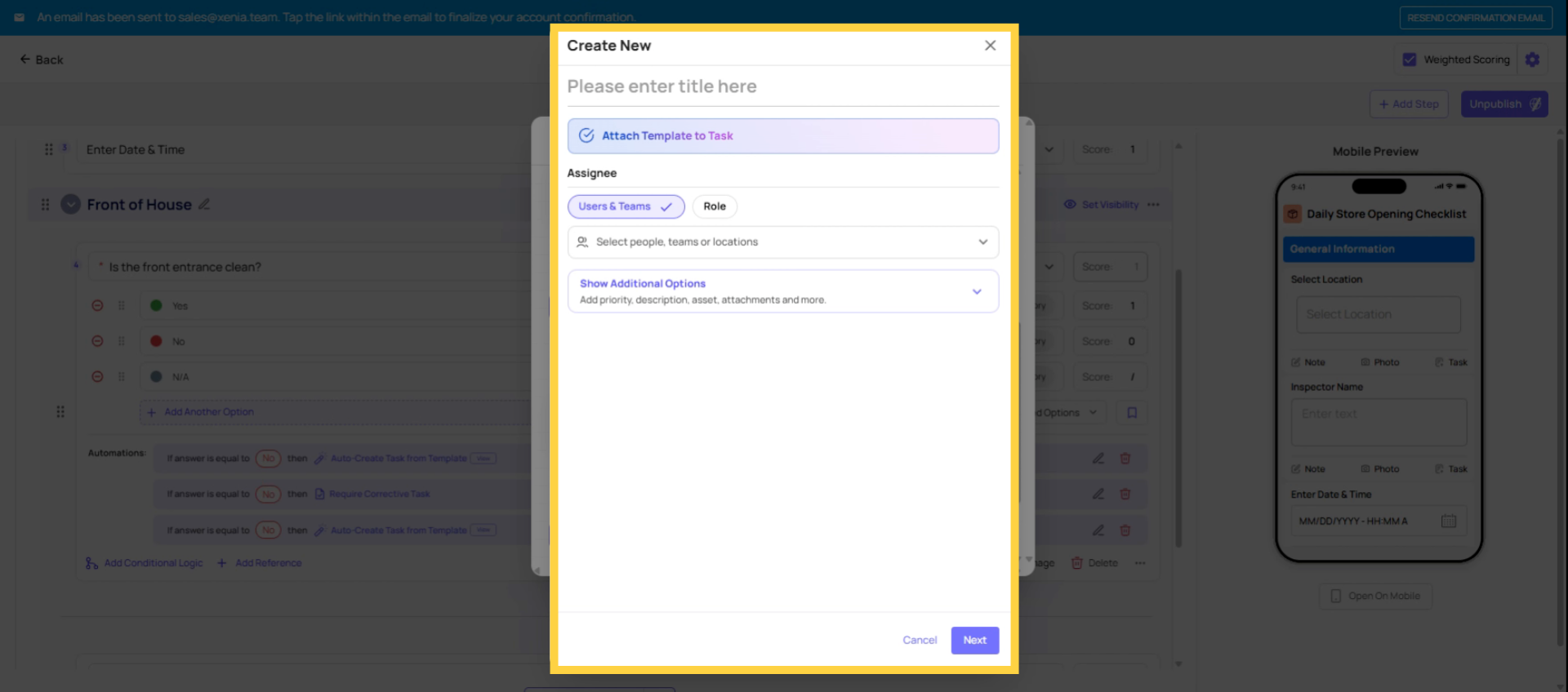 Set Template Description and Assignee