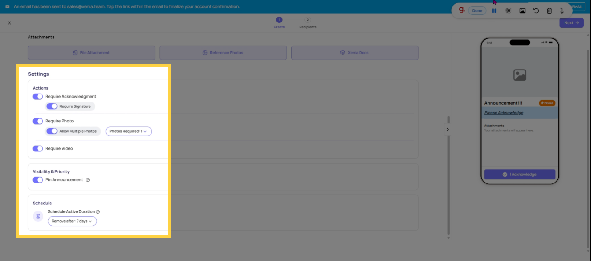 Configure Acknowledgement Settings