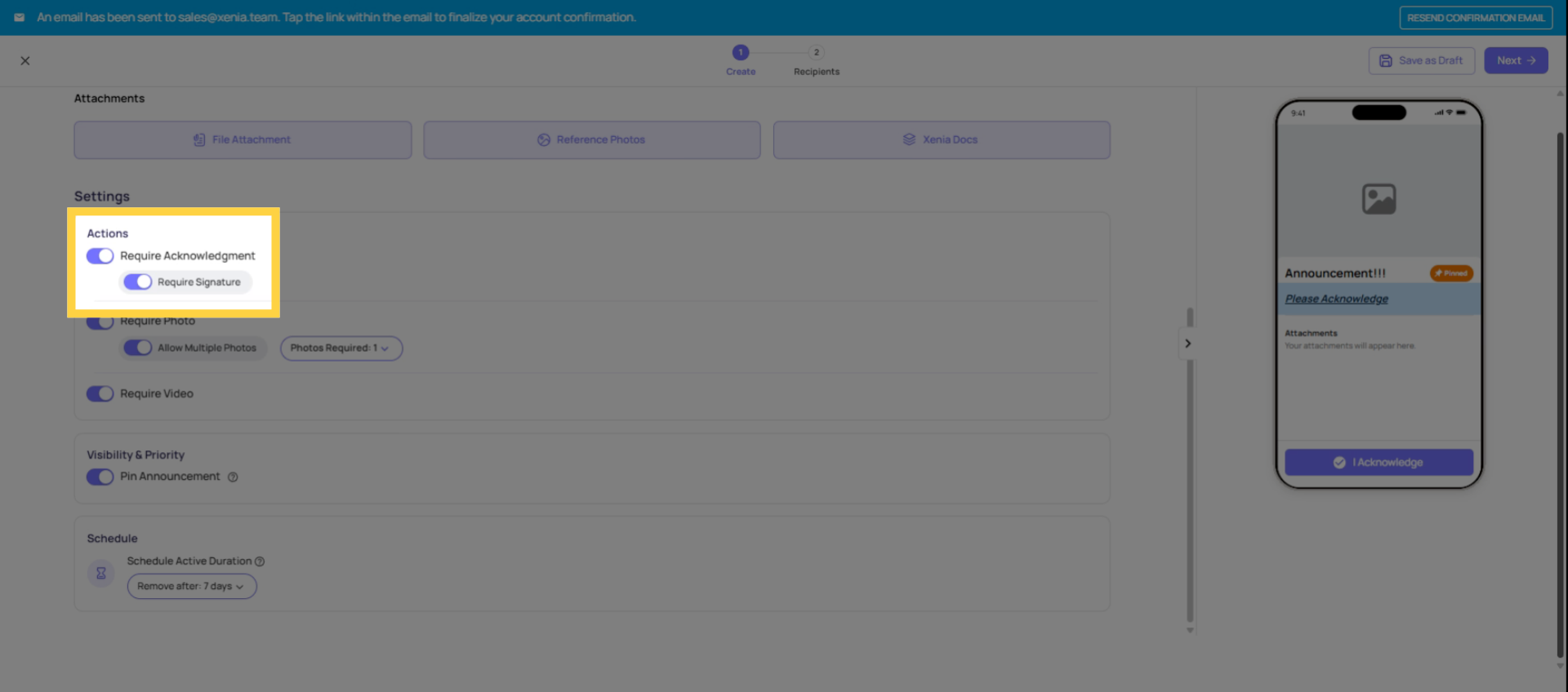 Choose Acknowledgement Types