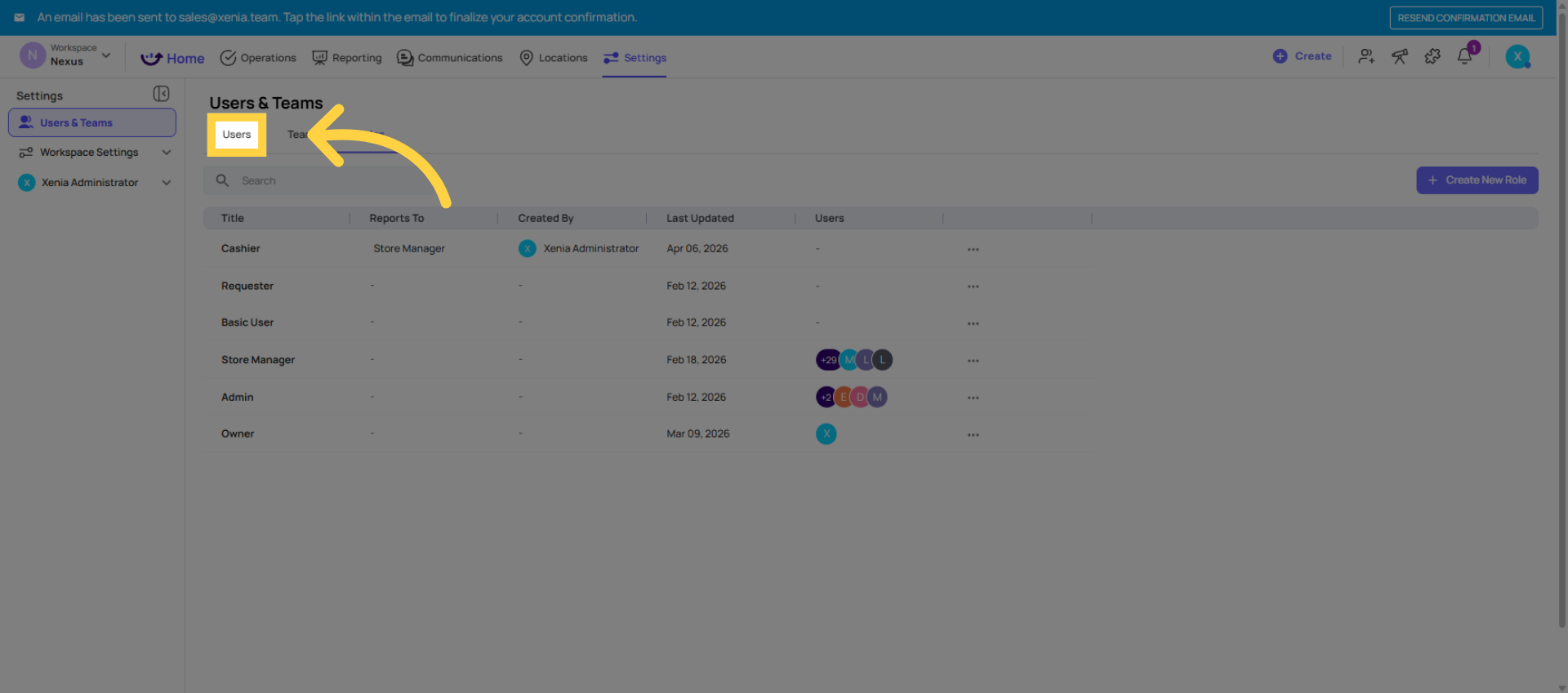 Access Users Section
