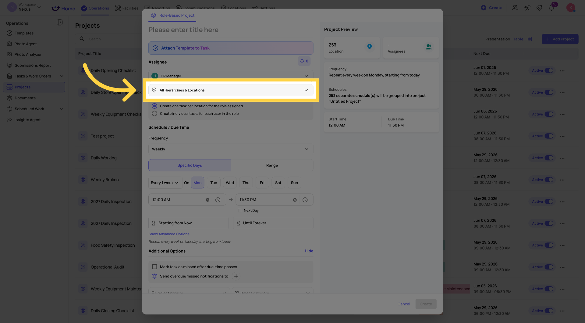 Select Hierarchies And Locations