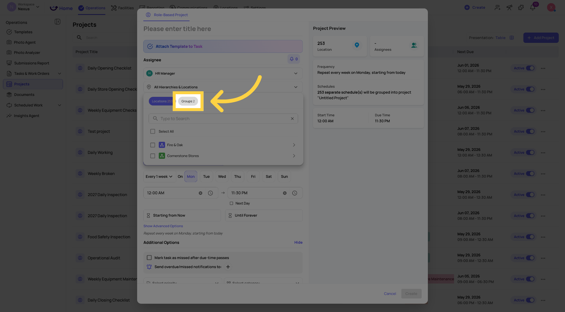 Choose Group For Project