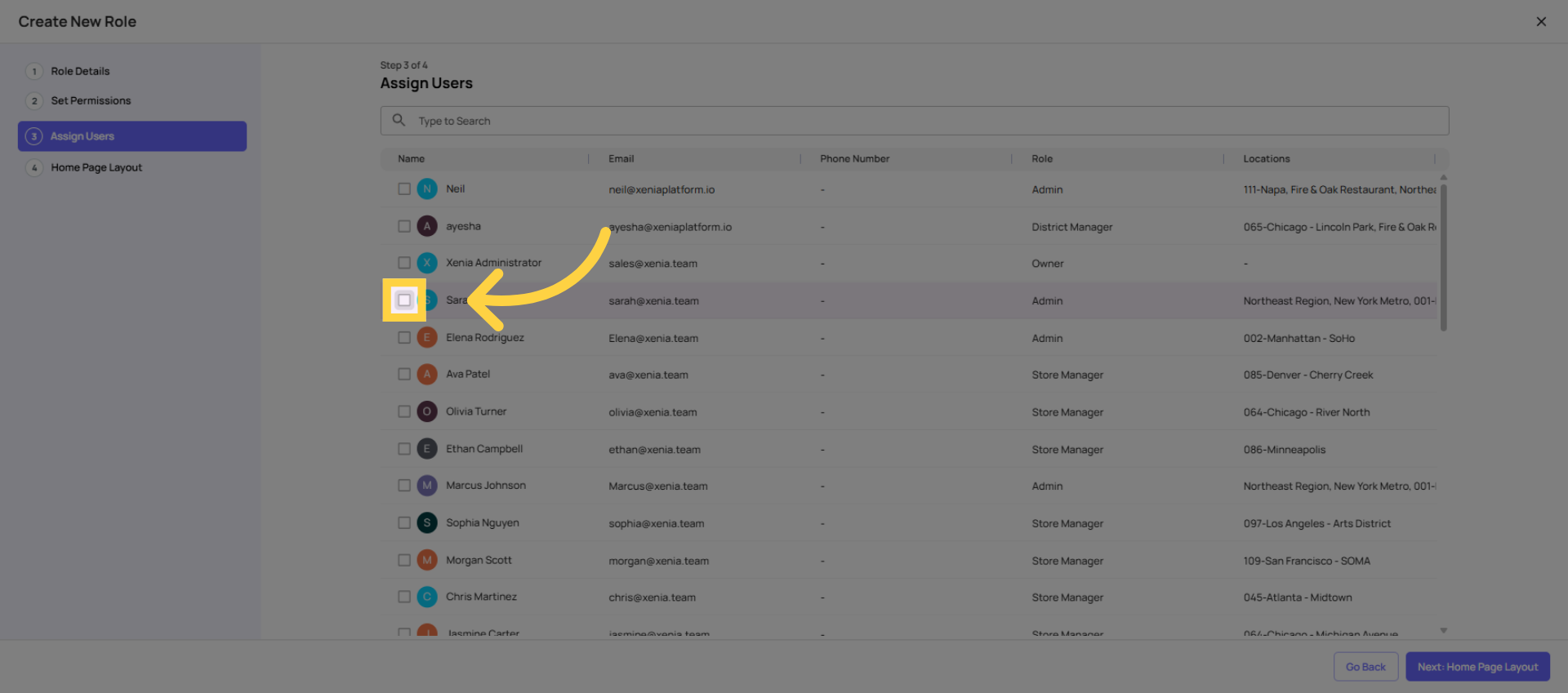 Toggle User Selection