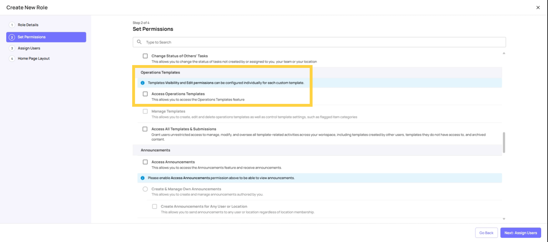 Limit Operation Template Access