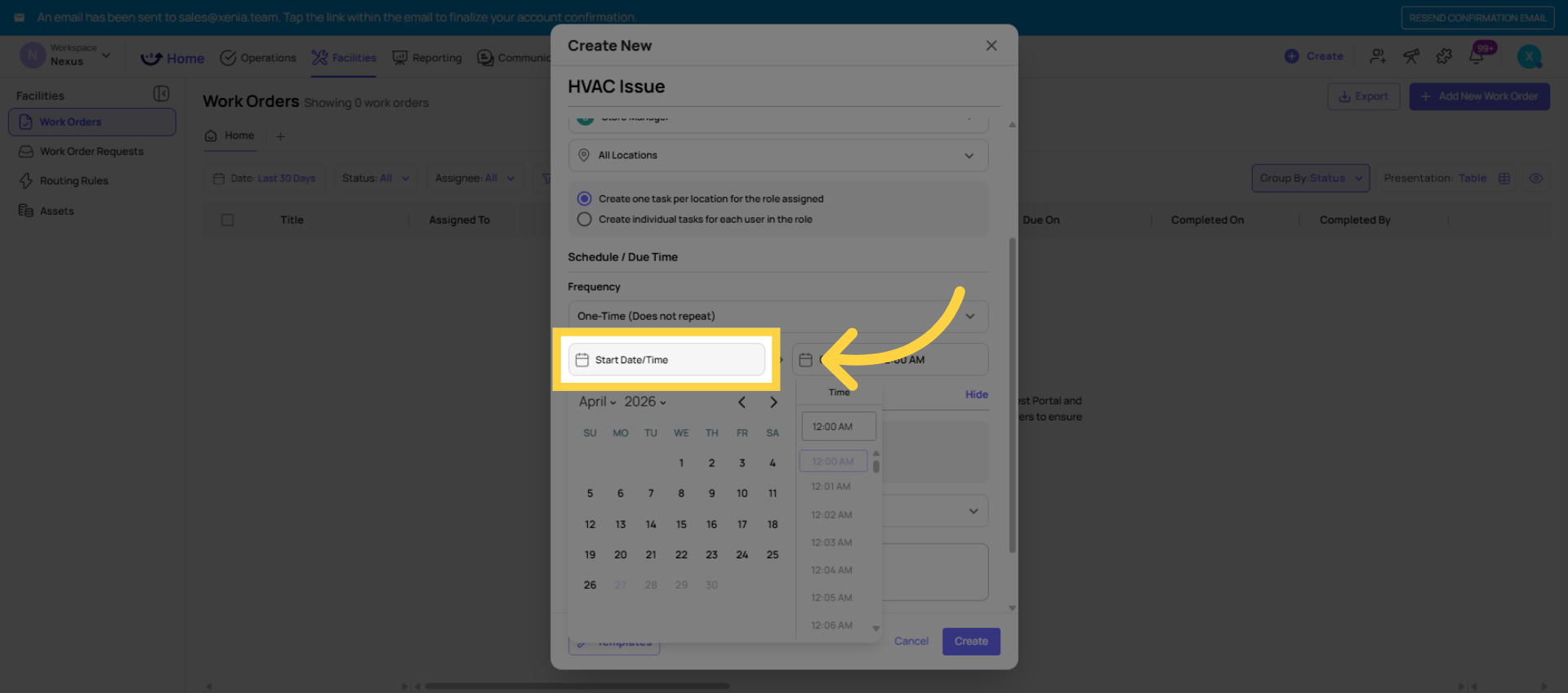 Select Start Date/Time