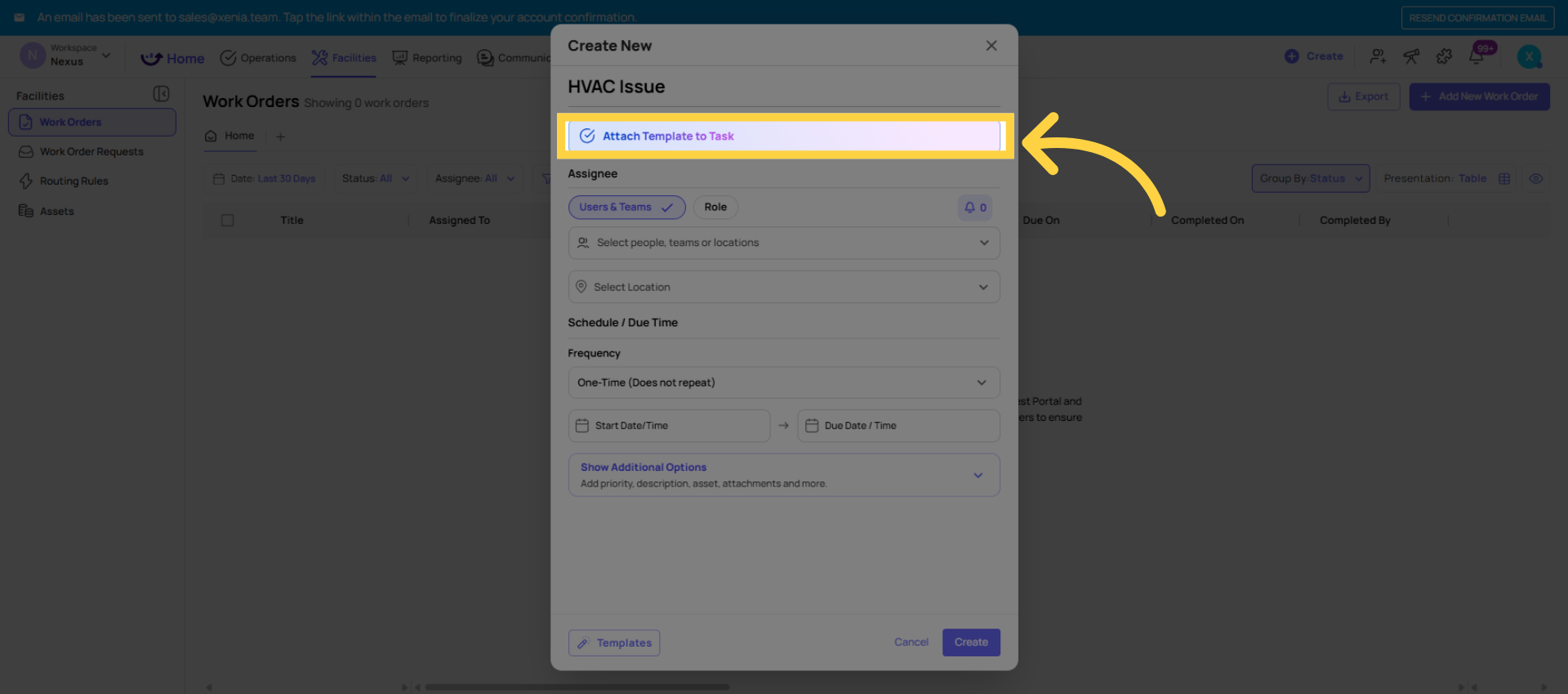 Attach Template To Task
