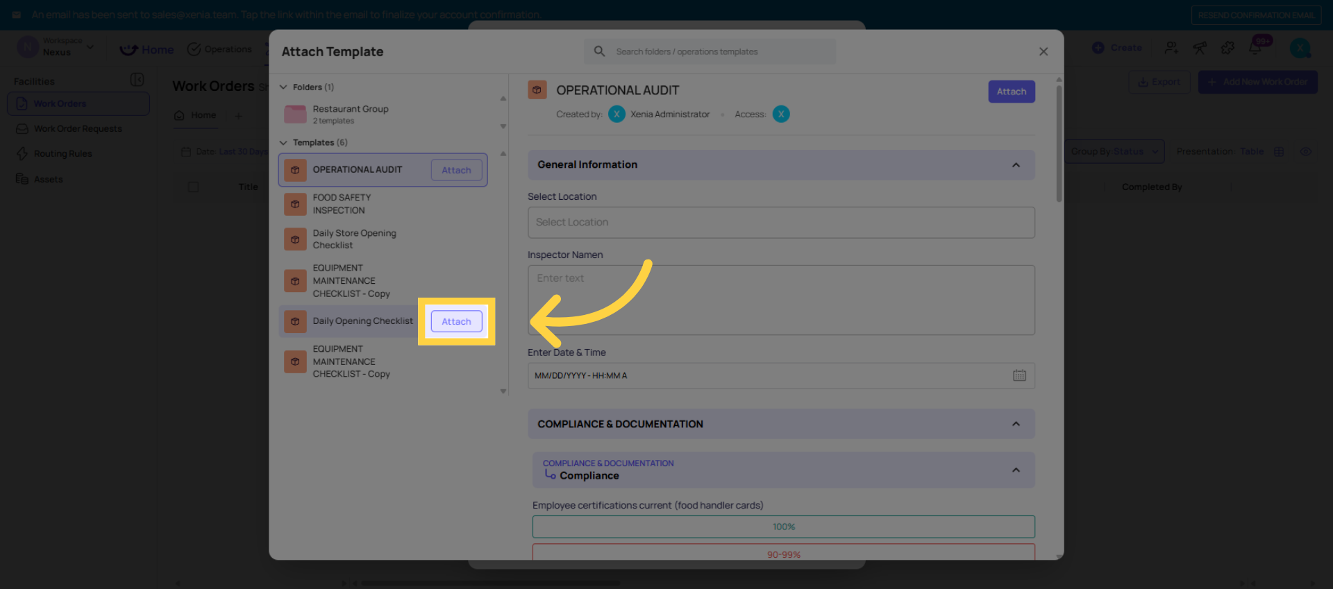 Click Attach Button