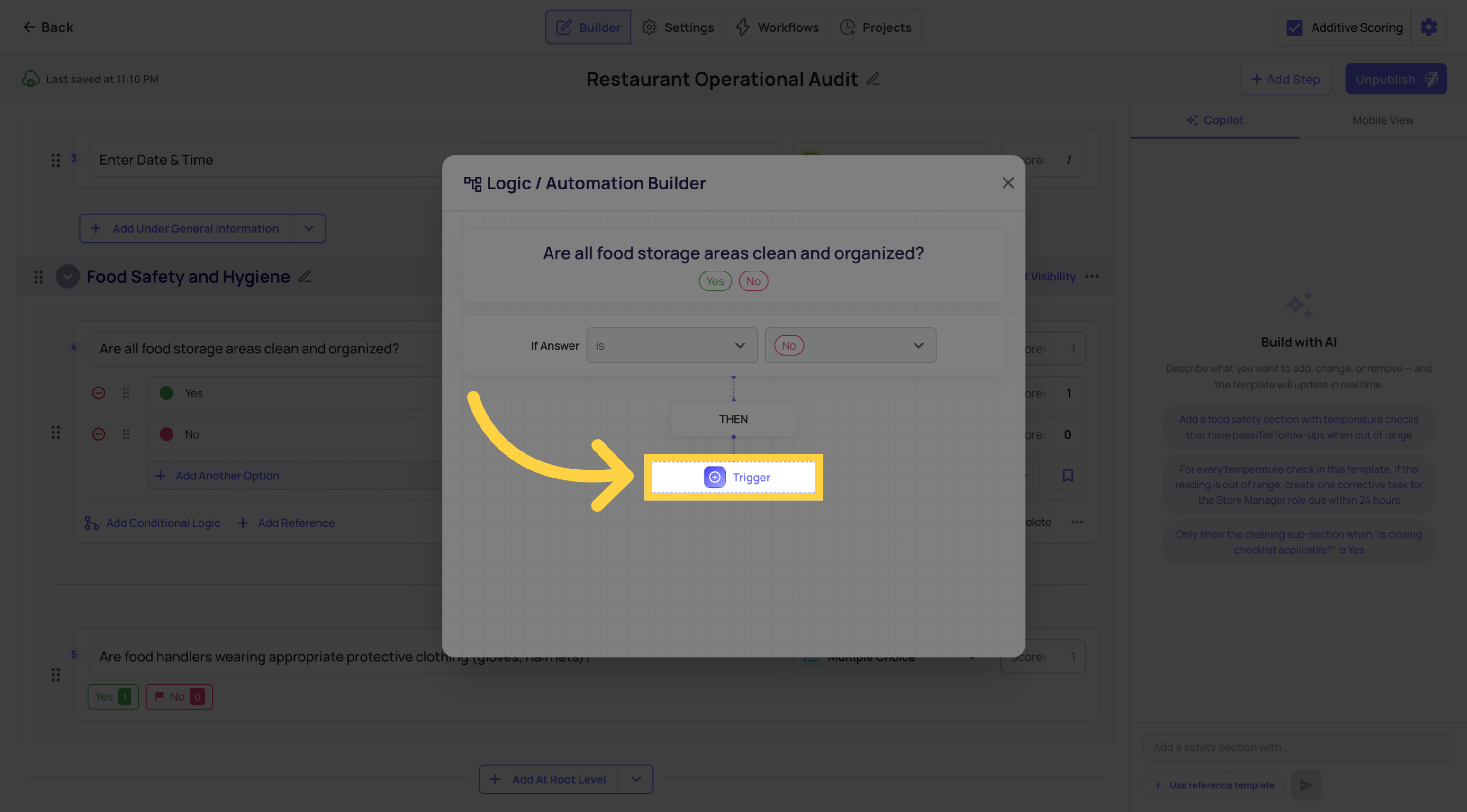 Select Trigger Option