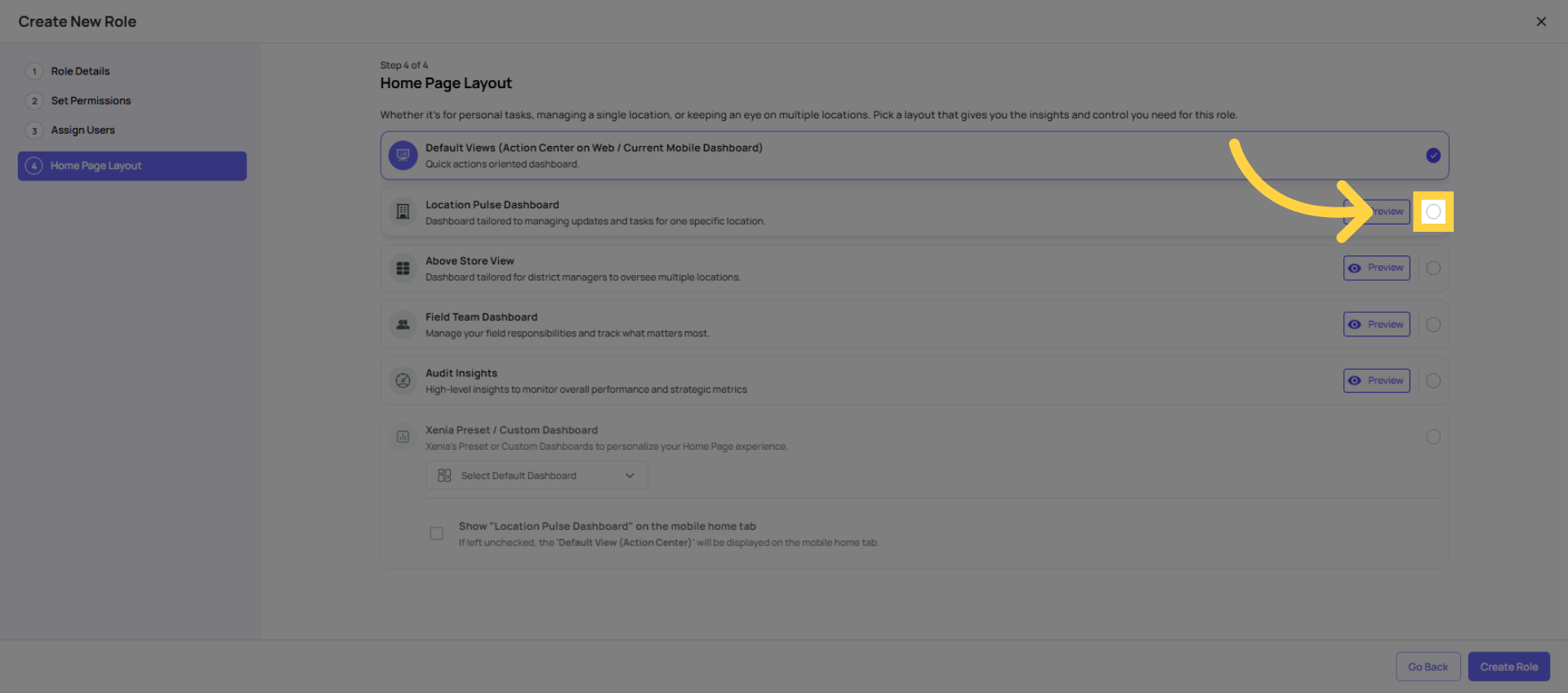 Click Preview Homepage Layout