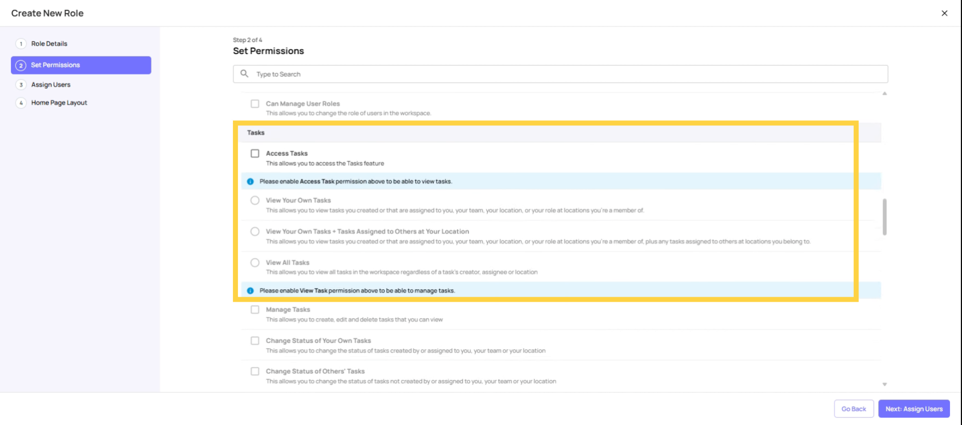 Configure Task Access and Visibility