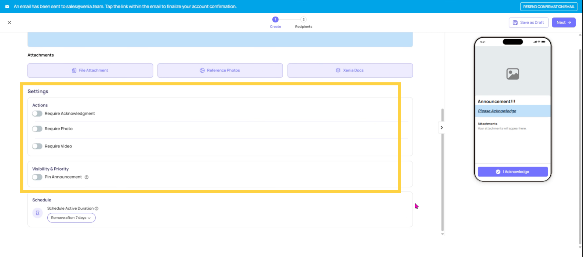 Configure Acknowledgement And Signature