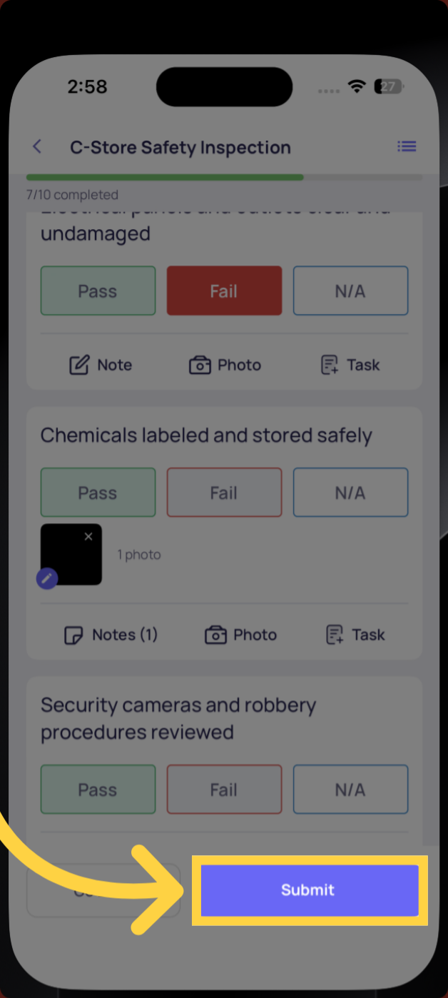 Submit Inspection Report