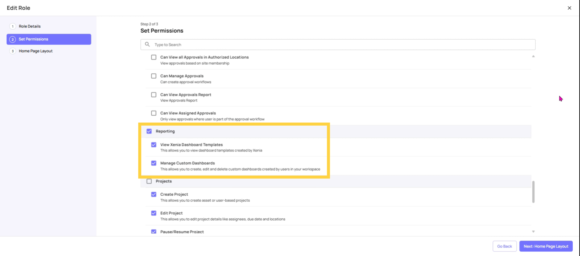 Set Reporting Permissions 