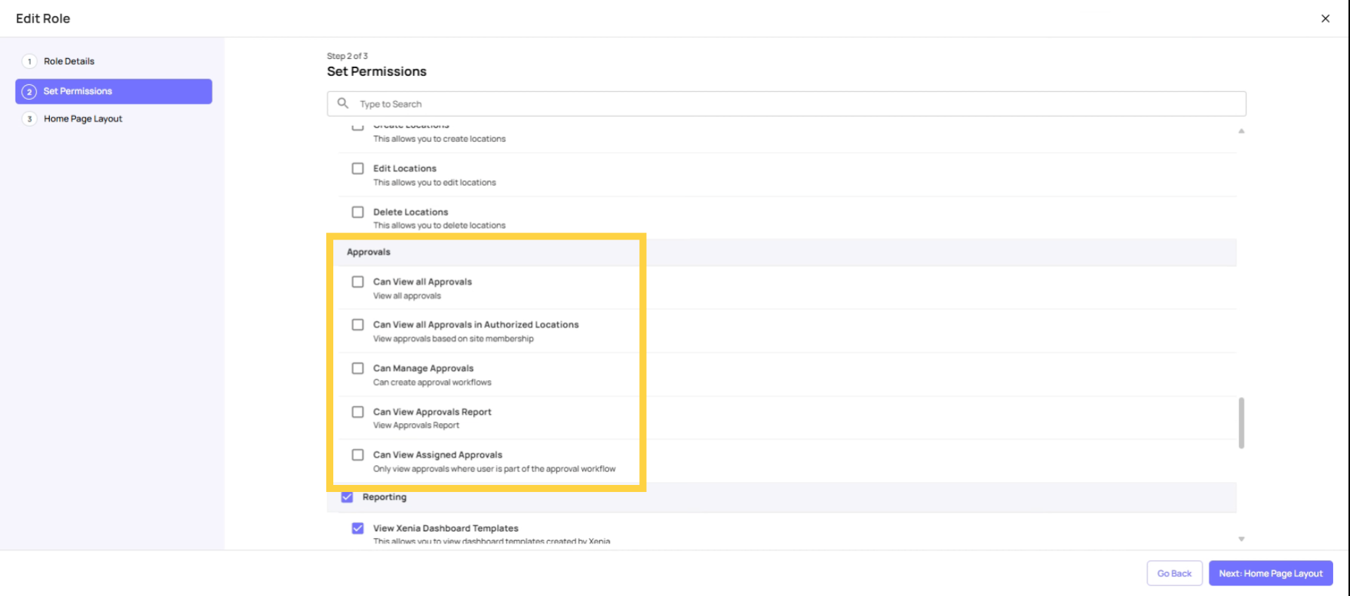 Assign Approval Permissions to Managers