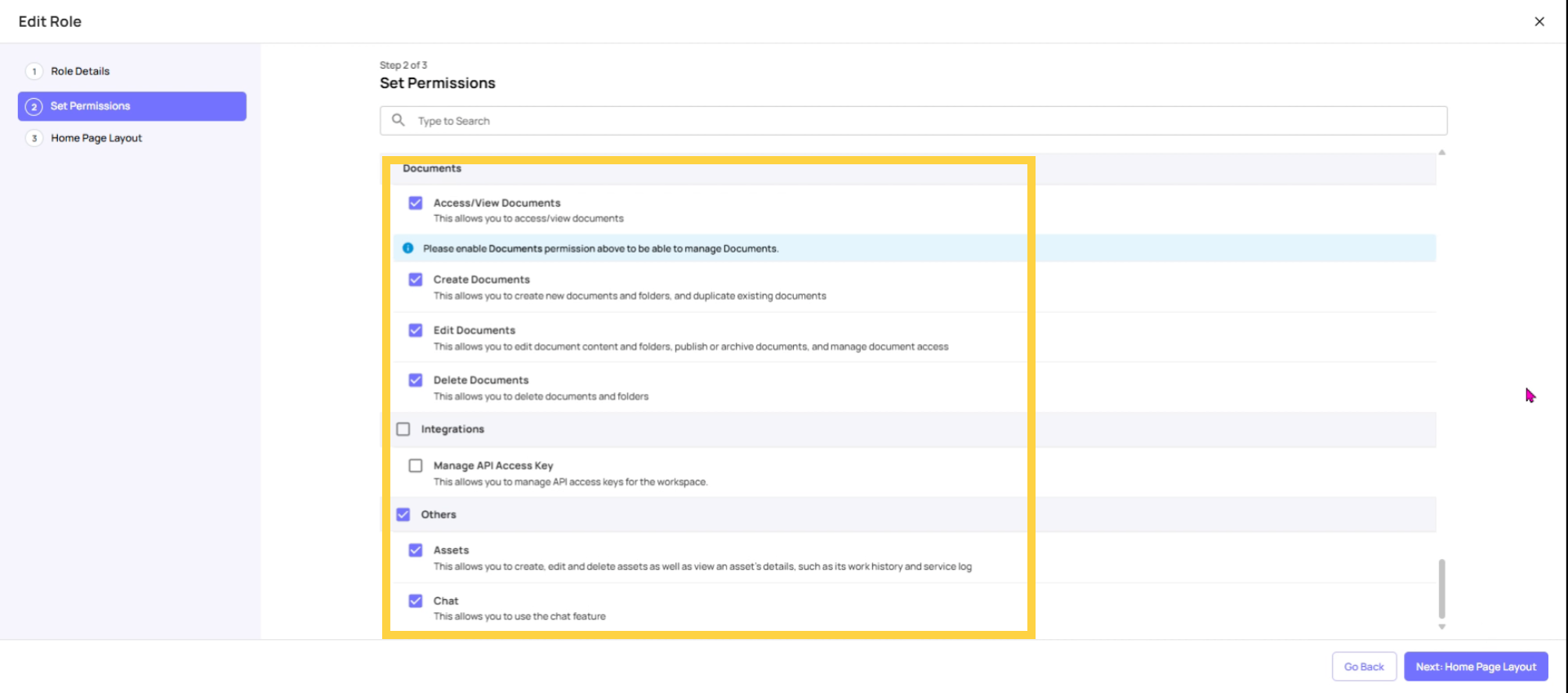 Review Optional Permissions Settings