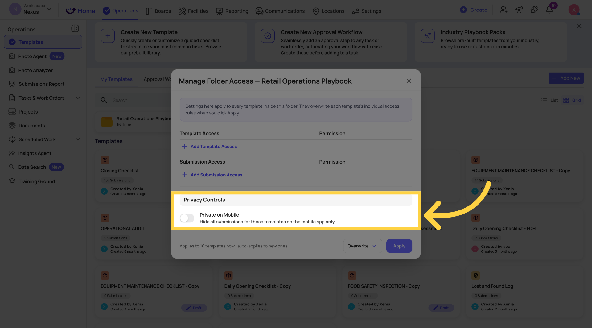 Enable Access Option