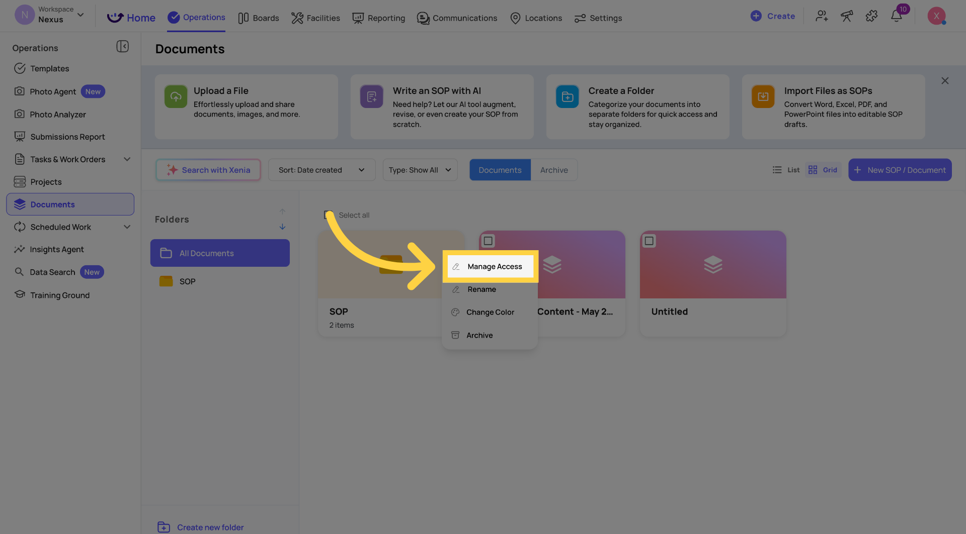 Open Manage Access Settings