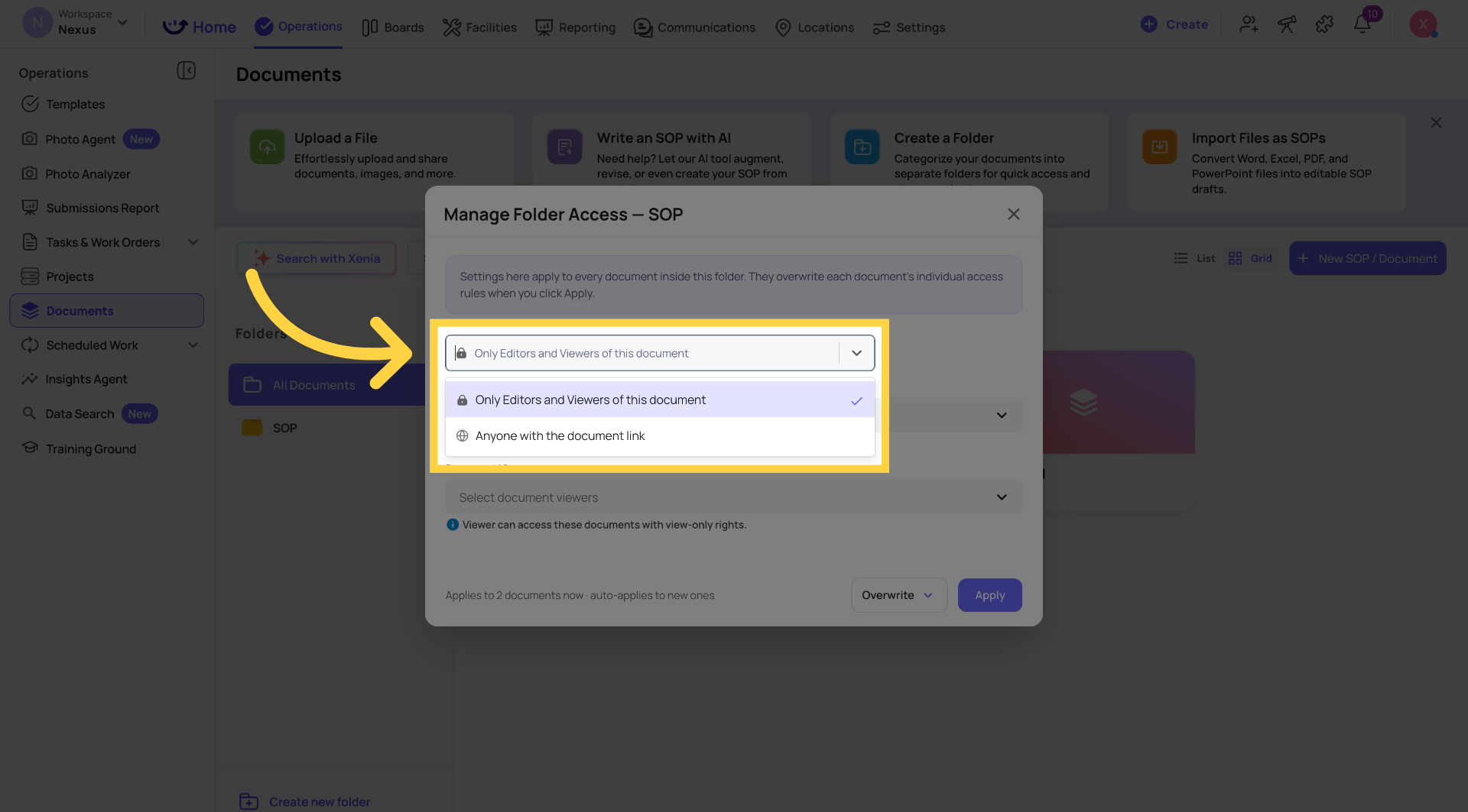 Choose Editors and Viewers Option