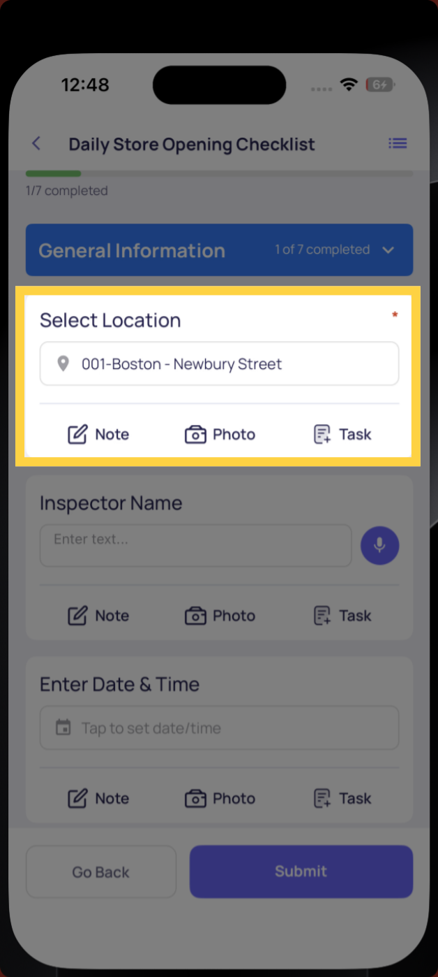 Select Store Location