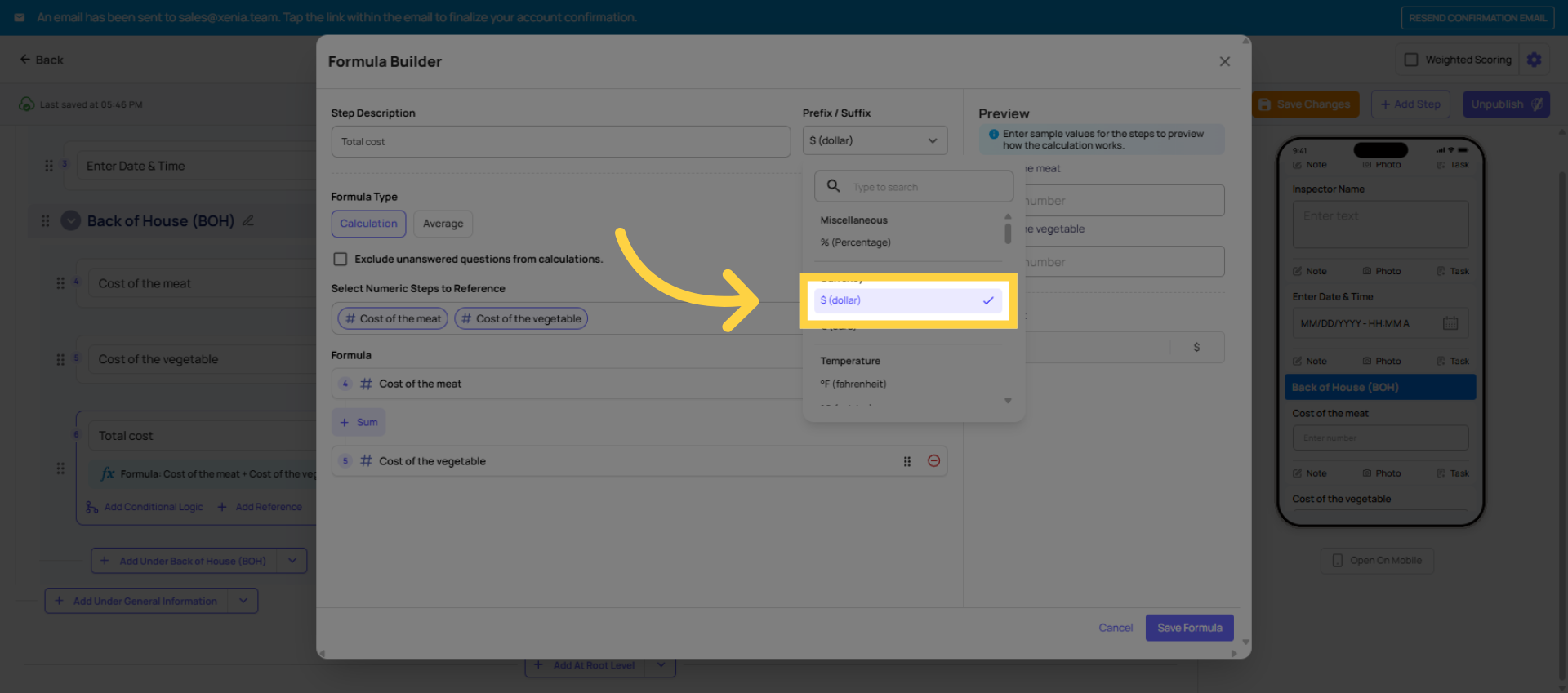 Select Currency in Formula